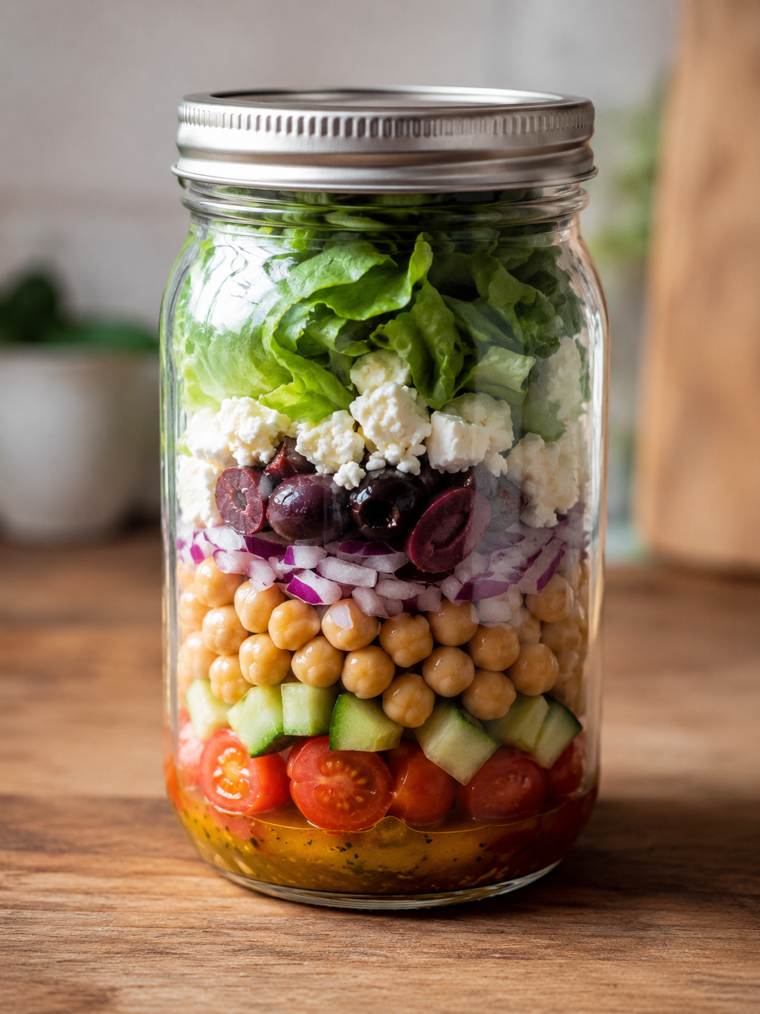 Mediterranean Chickpea Mason Jar Salad